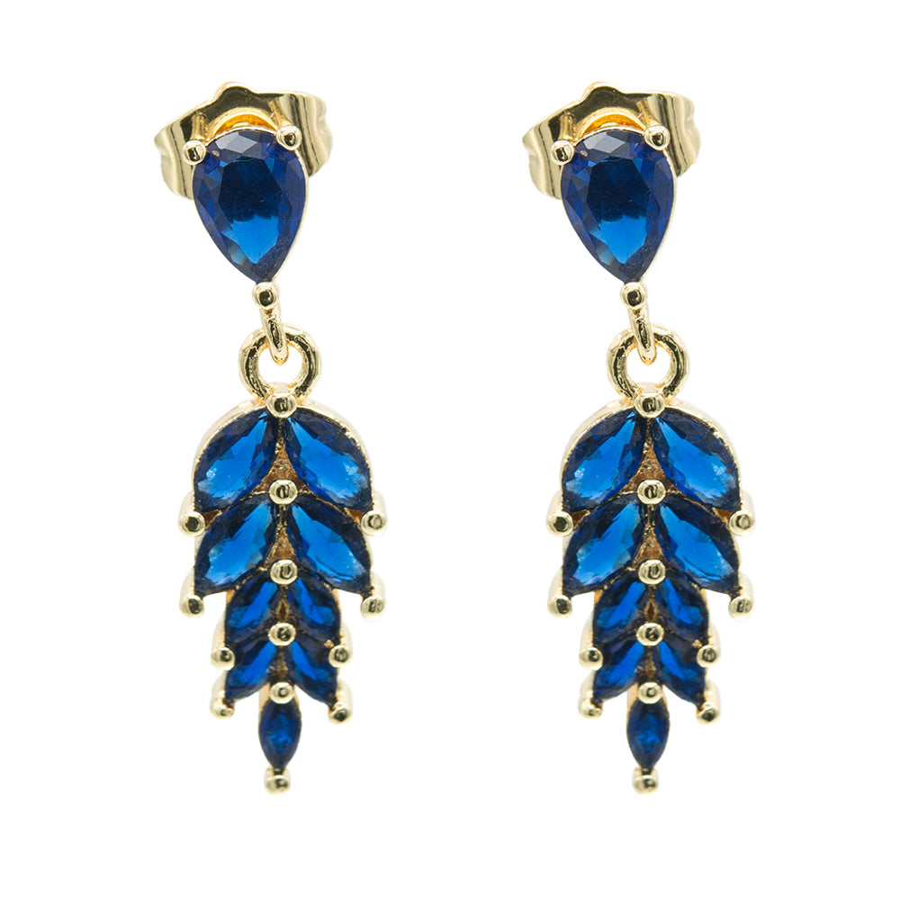 Aretes de colgante incrustado con piedras azules