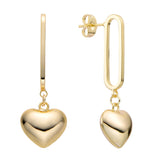 Aretes con dije de corazón y silueta ovalada